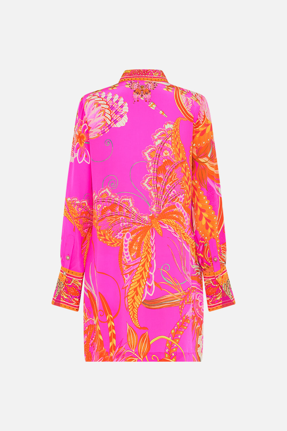 CAMILLA silk shirt dress in A Heart That Flutters print