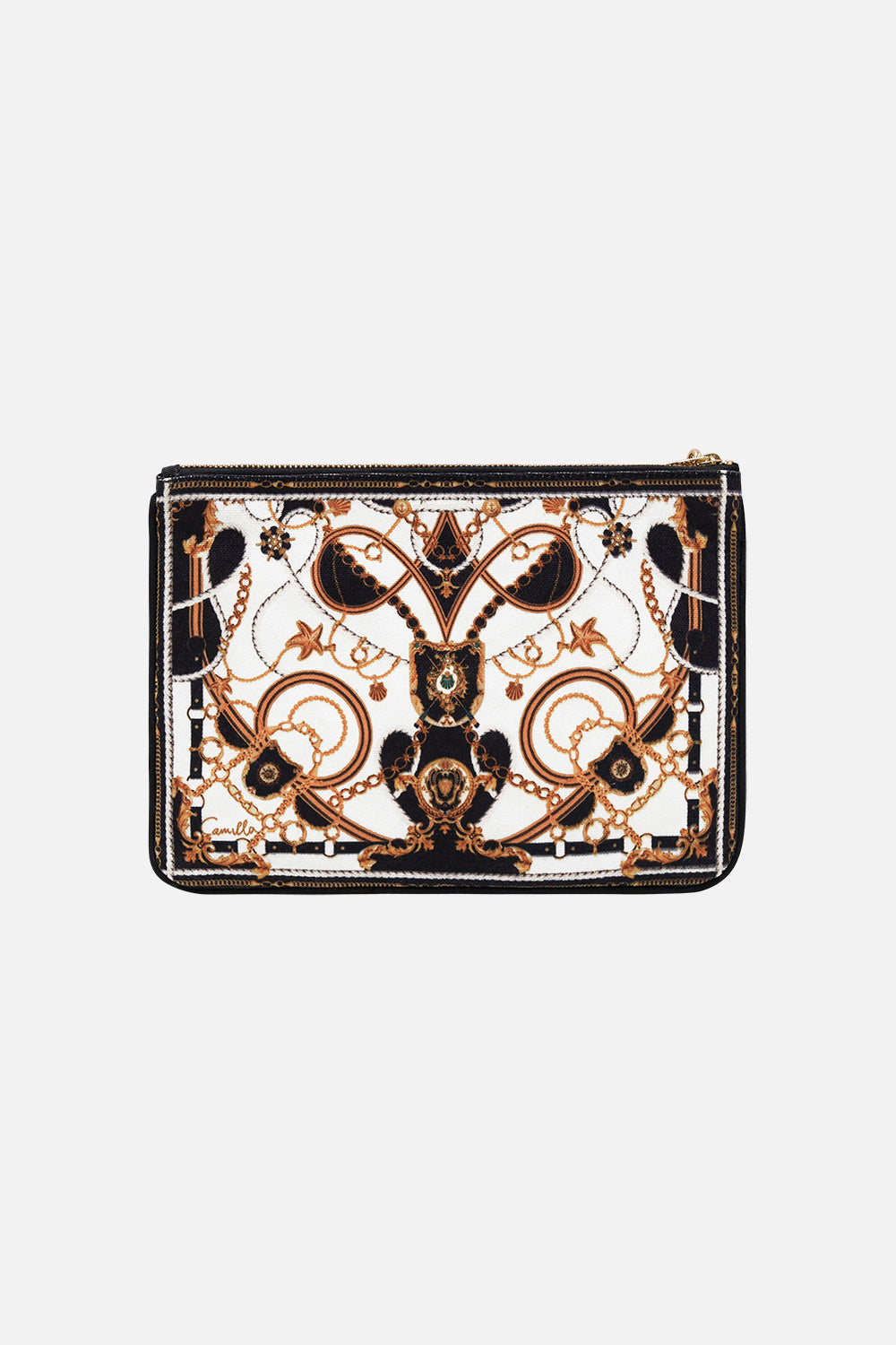 Product view of CAMILLA clutch bag in Sea Charm print 