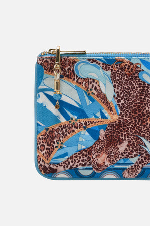 Product view of CAMILLA coin and phone purse in Sky Cheetah print