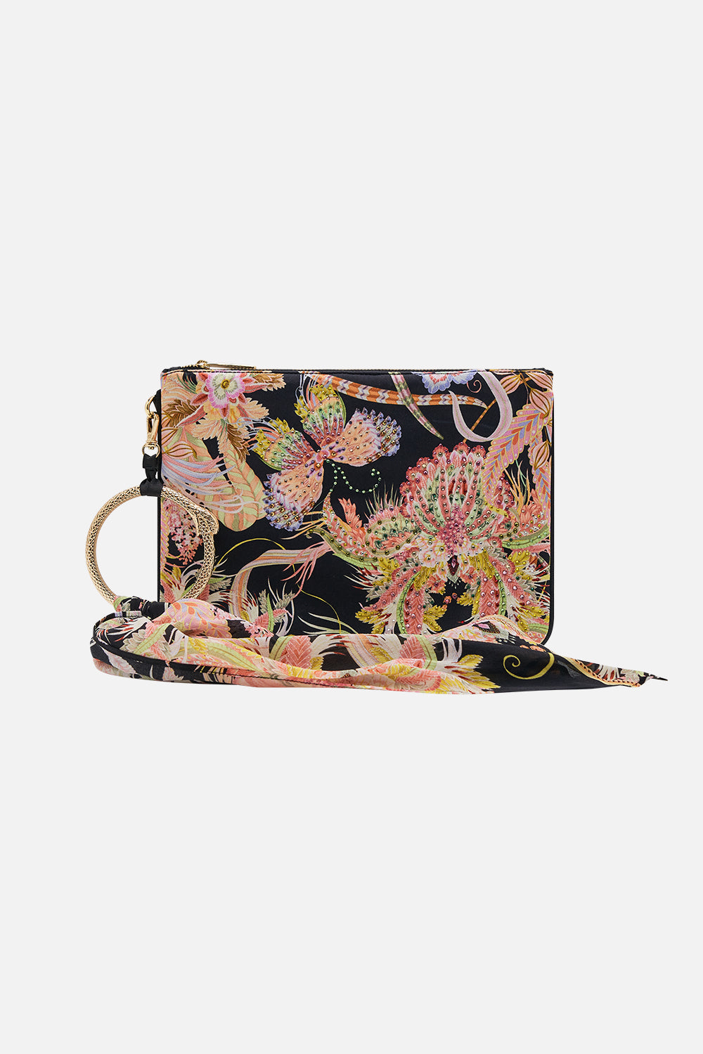 CAMILLA designer cdesigner silk clutch in Lady of The Moon print