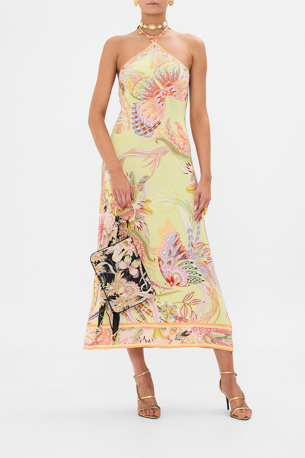 CAMILLA designer cdesigner silk clutch in Lady of The Moon print