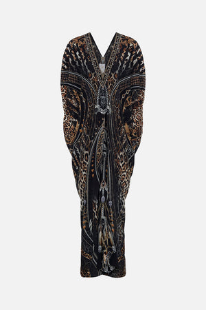 Back product view of CAMILLA silk maxi dress Chaos In The Cosmos animal print