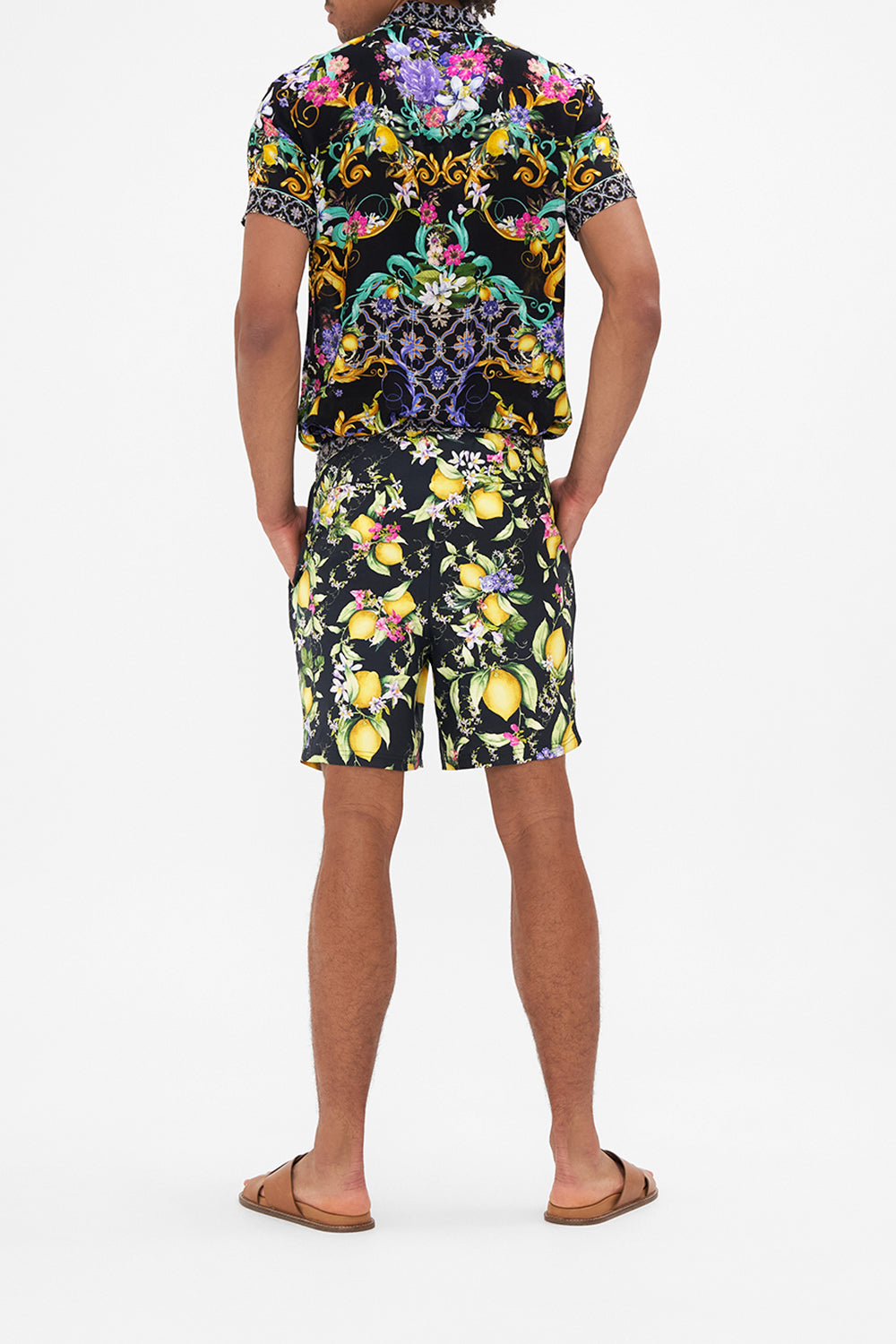 The CAMILLA LONG DRESS WITH RUCHED WAISTBAND A VENICE VEIL in our  print.