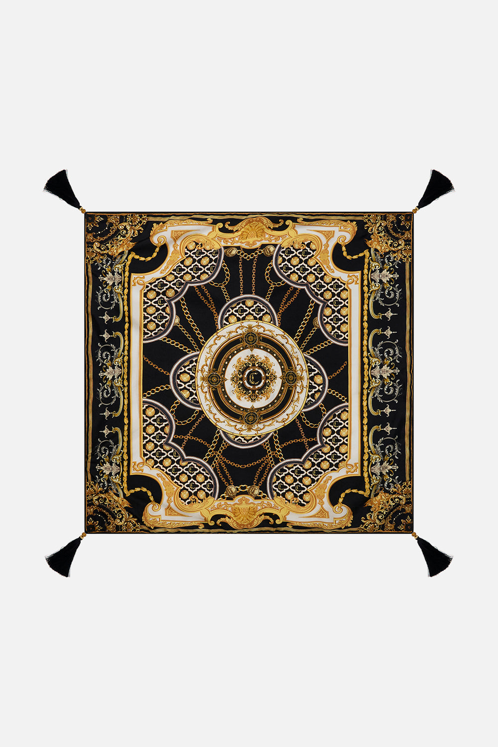 Product view of CAMILLA silk square scarf in Tether Me Not print 