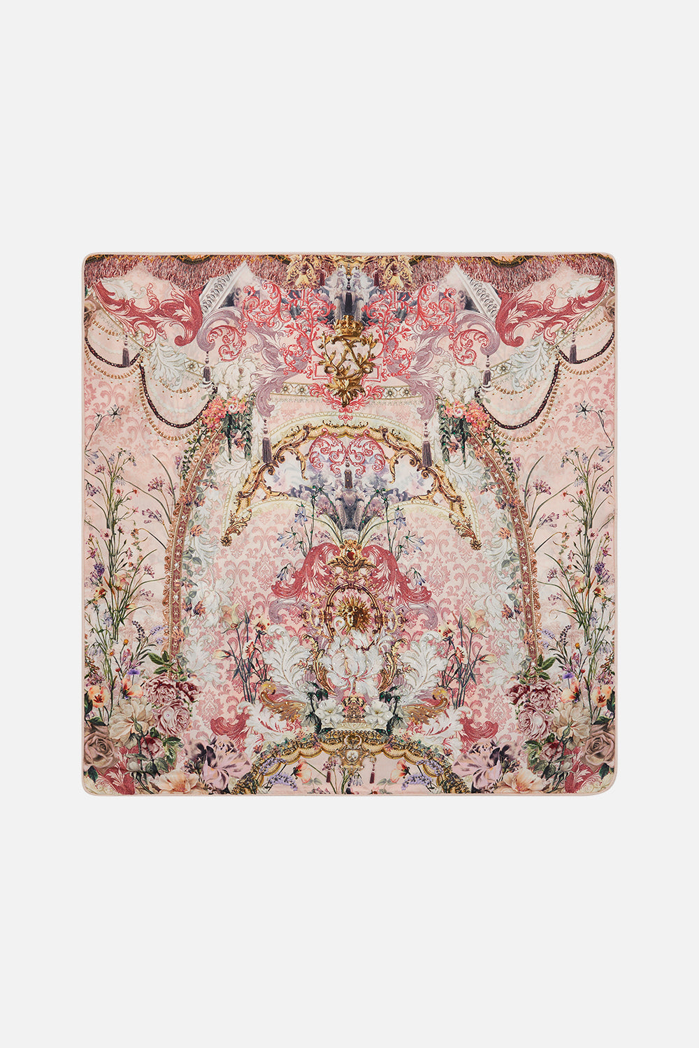 CAMILLA  large pink floral cushion in Kissed By The Prince print
