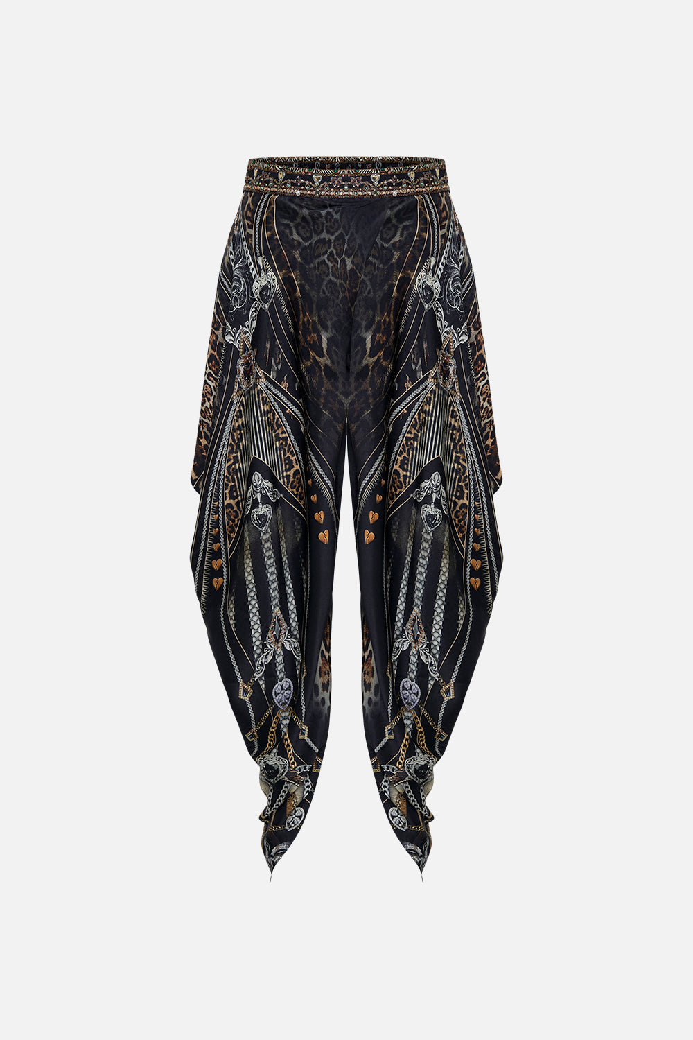Product view of CAMILLA drapey silk pants  in Chaos In The Cosmos animal print