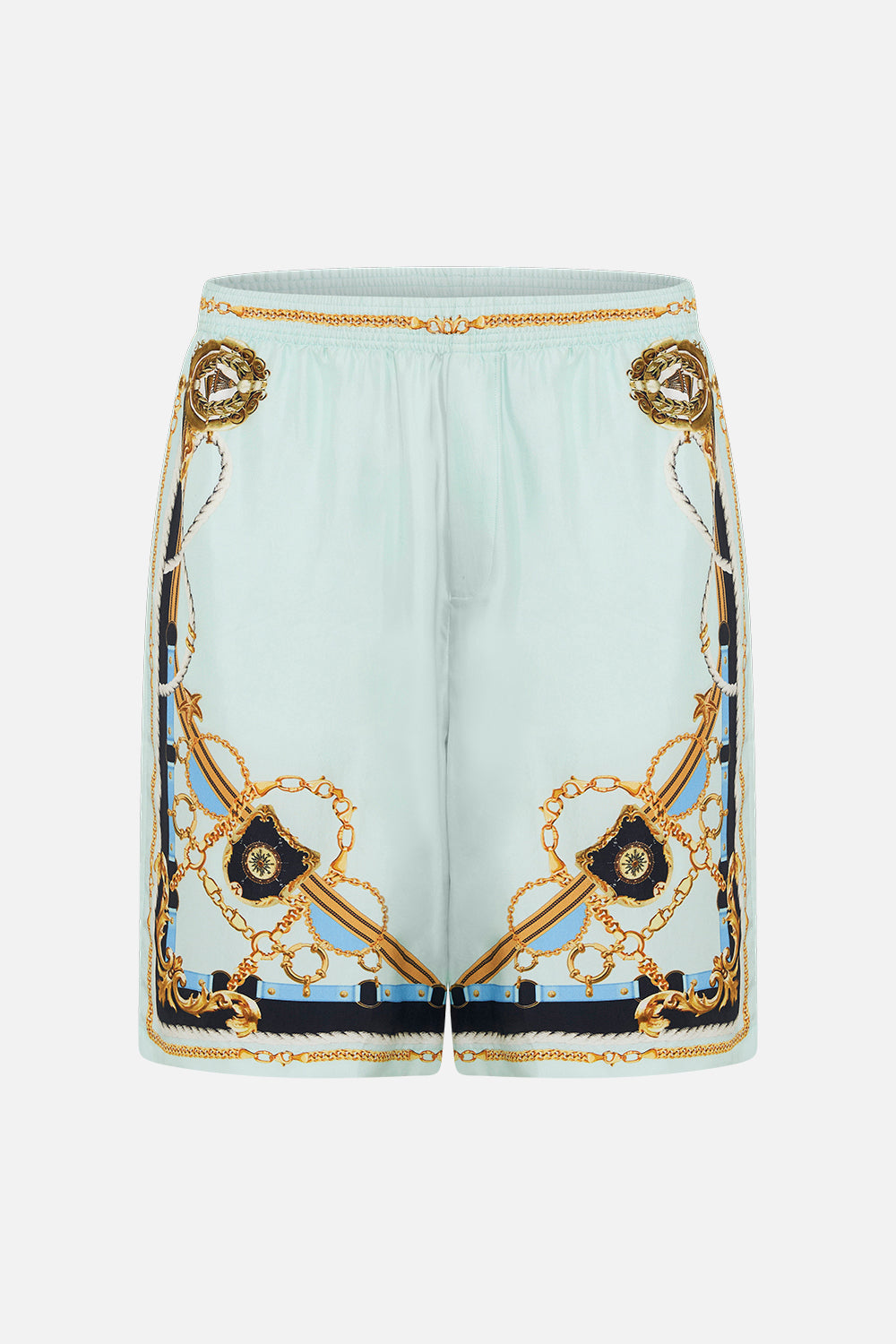 The CAMILLA SHAPED WAISTBAND DRESS WITH GATHERED SLEEVES LADY OF THE MOON in our  print.