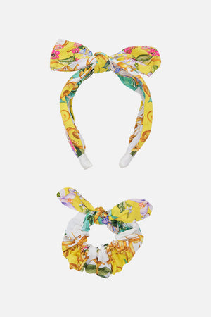 Product view of MILLA BY CAMILLA kids headband and scrunchie set in Caterina Spritz print