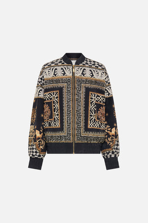 Product view of CAMILLA silk bomber jacket in Duomo Dynasty print