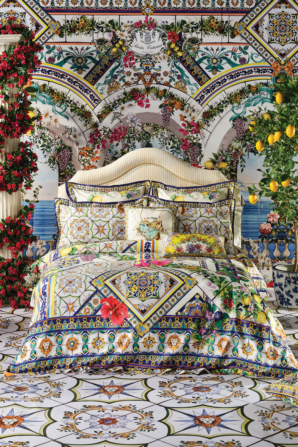 Product view of VILLA CAMILLA home printed quilt cover set in Caterina Spritz print