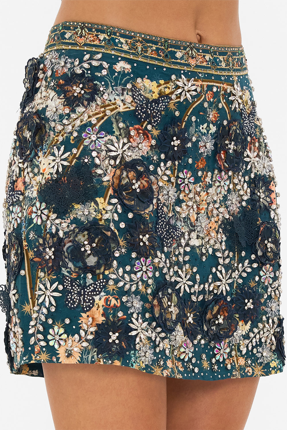 CAMILLA mini skirt in She Who Wears The Crown print