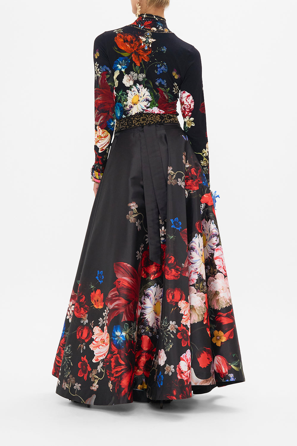CAMILLA black floral print turtleneck in A Still Life print 