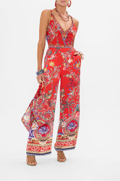 CAMILLA red floral print silk pants in The Summer Palace print 