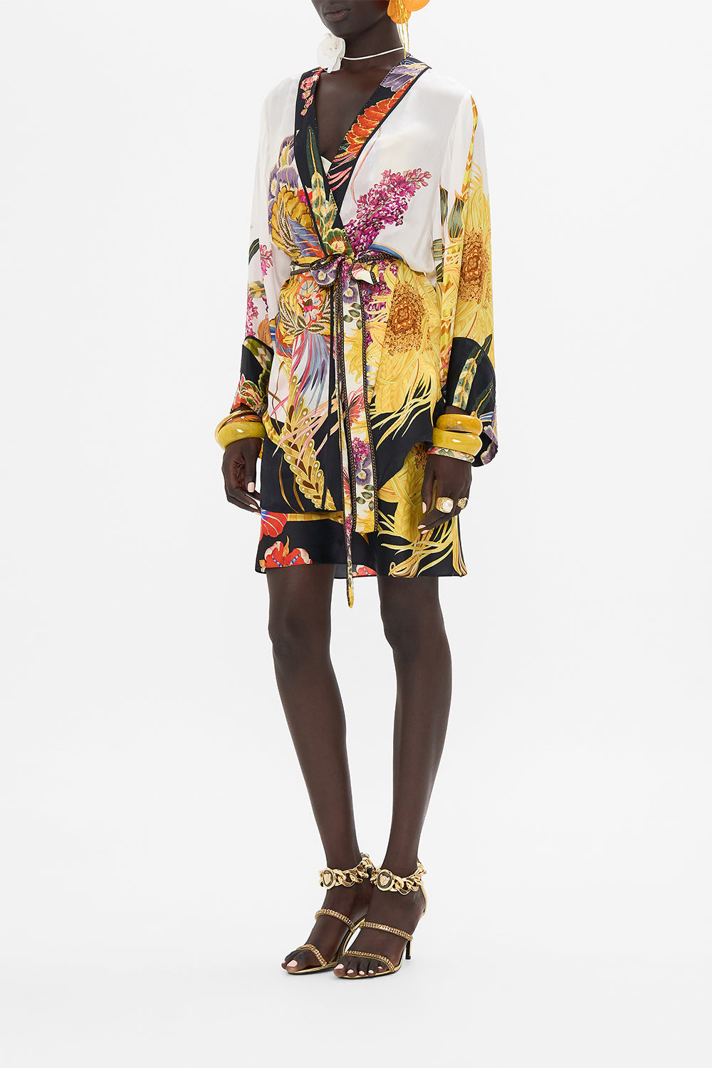 CAMILLA shirt silk kimono in Sunflowers On My Mind print