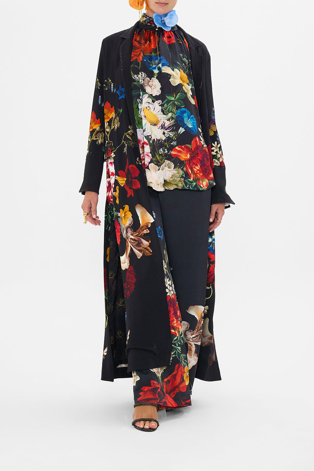 CAMILLA floral print coat in A Still Life print