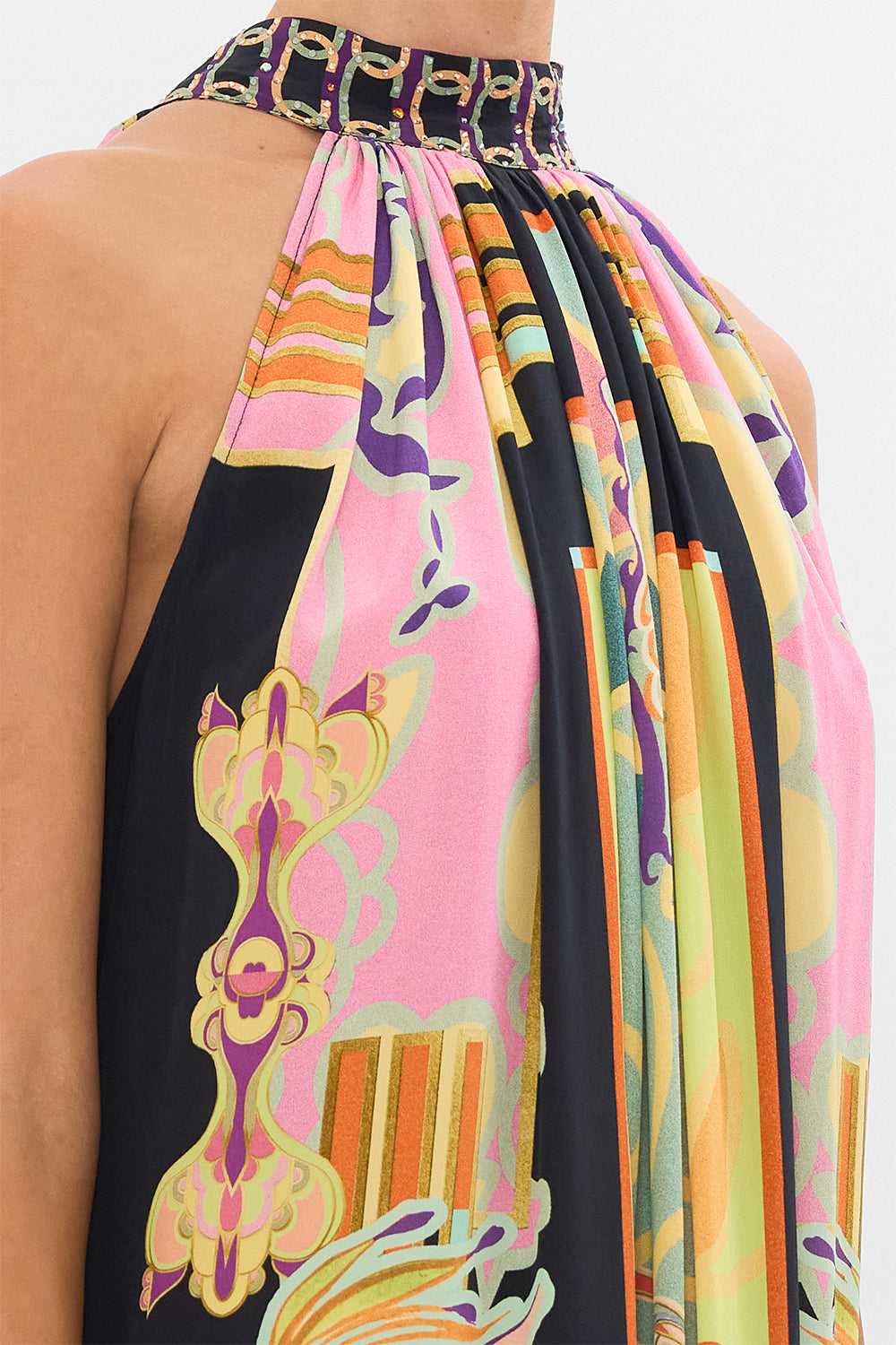 CAMILLA silk maxi dress in Club Cinemania print