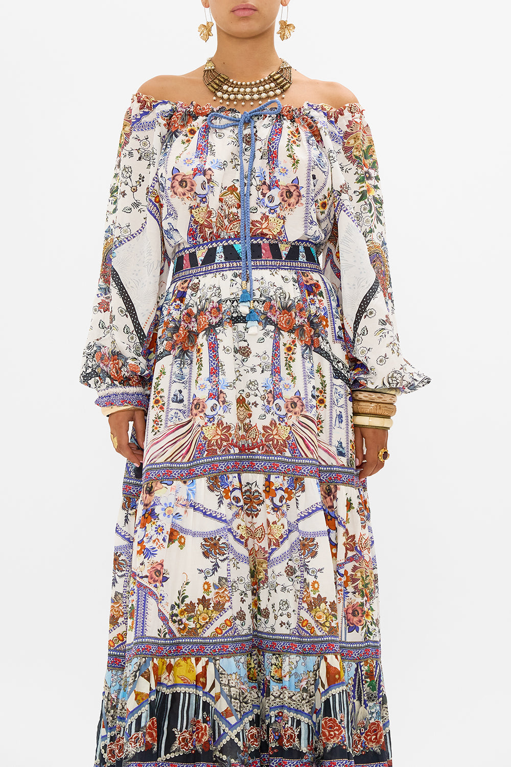 CAMILLA silk blouse in My Folk Art Heart print 