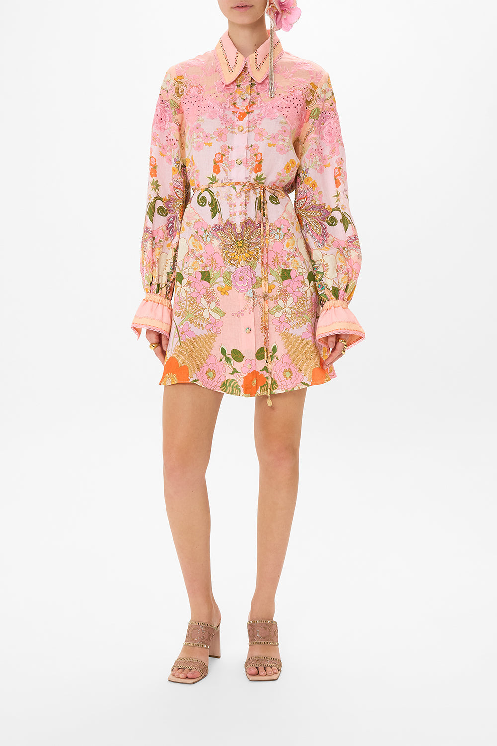 CAMILLA floral shift shirt dress in Clever Clogs print
