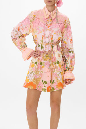 CAMILLA floral shift shirt dress in Clever Clogs print