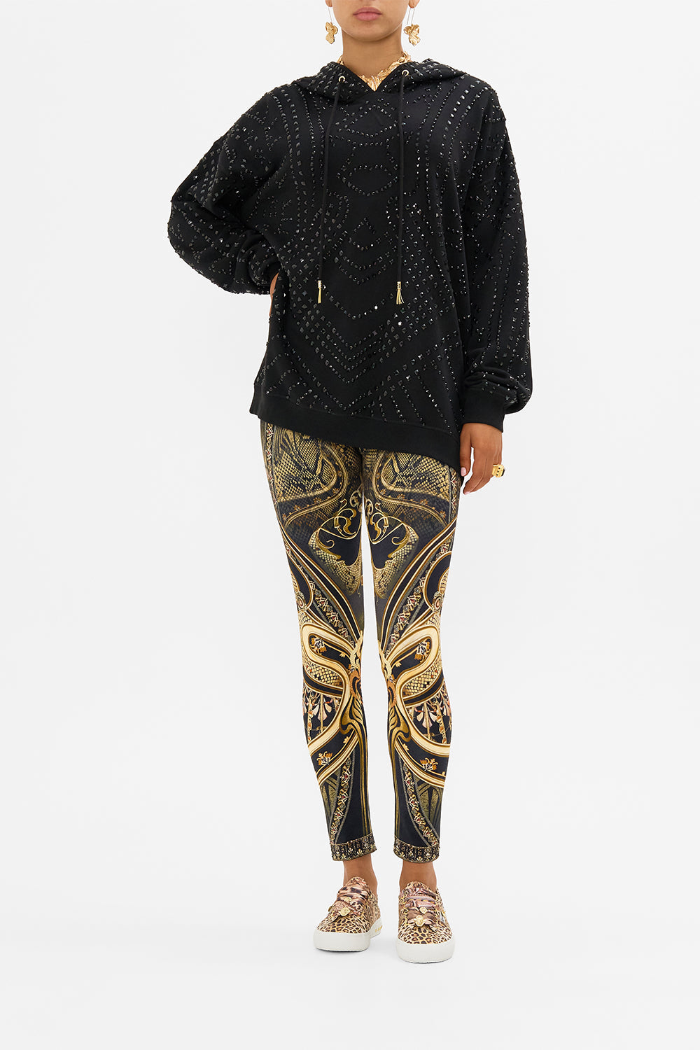 CAMILLA hoodie in Nouveau Noir print
