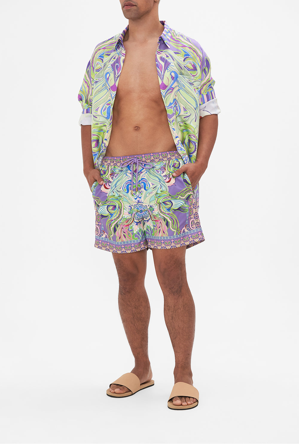 The CAMILLA KIMONO SLEEVE DRESS WITH SHIRRING DETAIL THE FLOWER CHILD SOCIETY in our  print.