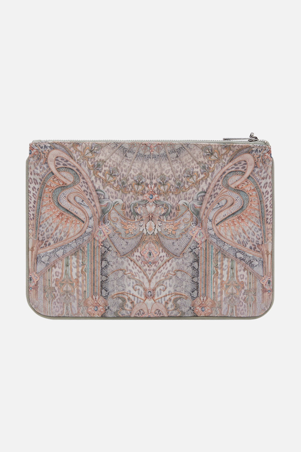 CAMILLA clutch in Ivory Tower Tales print