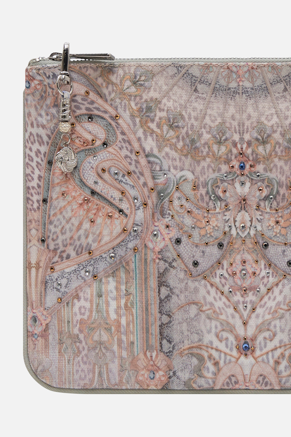 CAMILLA clutch in Ivory Tower Tales print