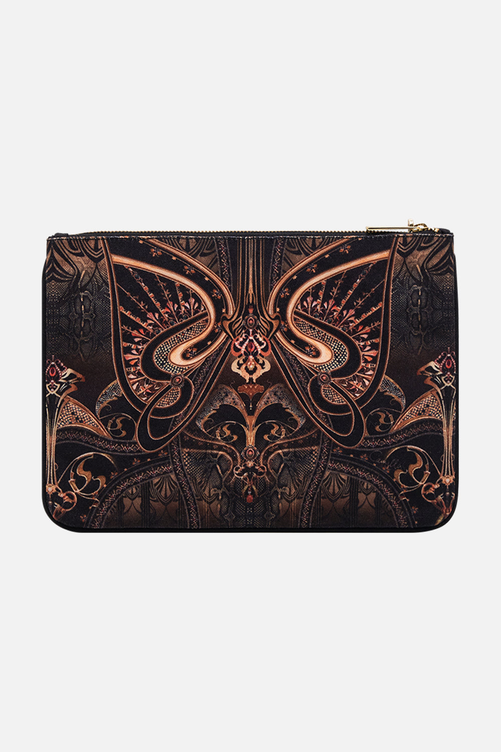 CAMILLA clutch bag in Nouveau Noir print