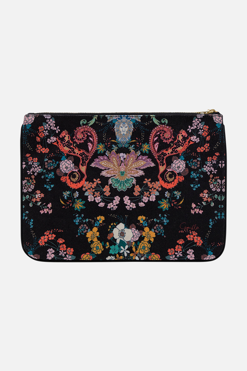 CAMILLA clutch bag in We Wore Folklore print