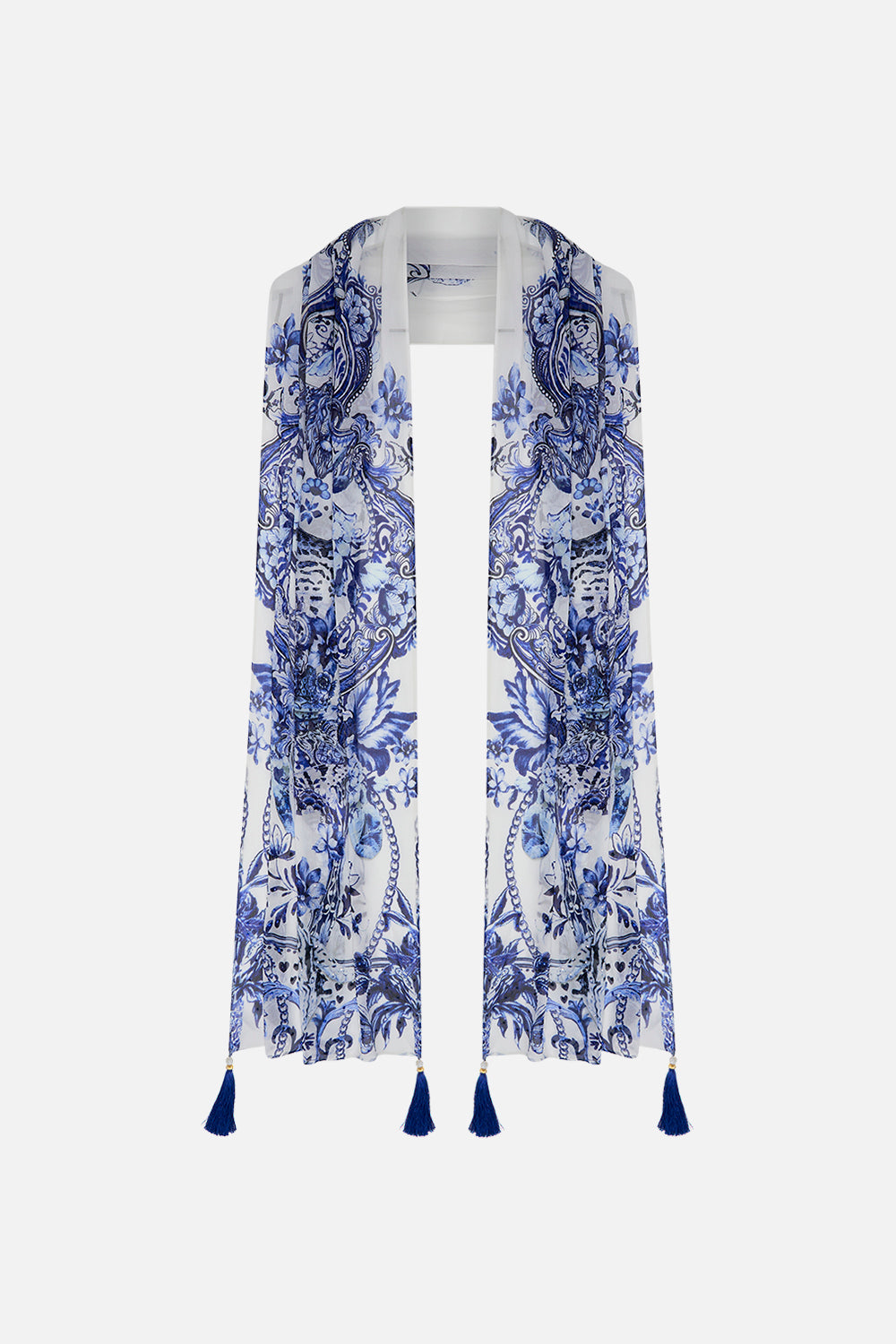 CAMILLA long silk scarf in Glaze and Graze print