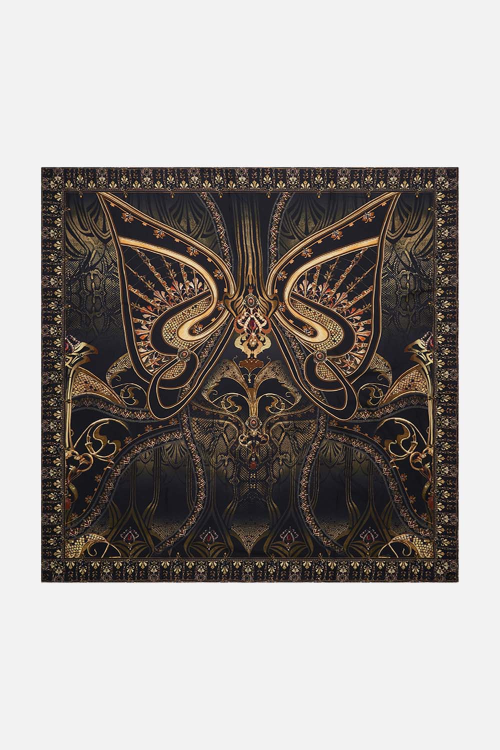 CAMILLA silk scarf in Nouveau Noir print