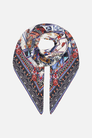 CAMILLA silk scarf in My Folk Art Heart print