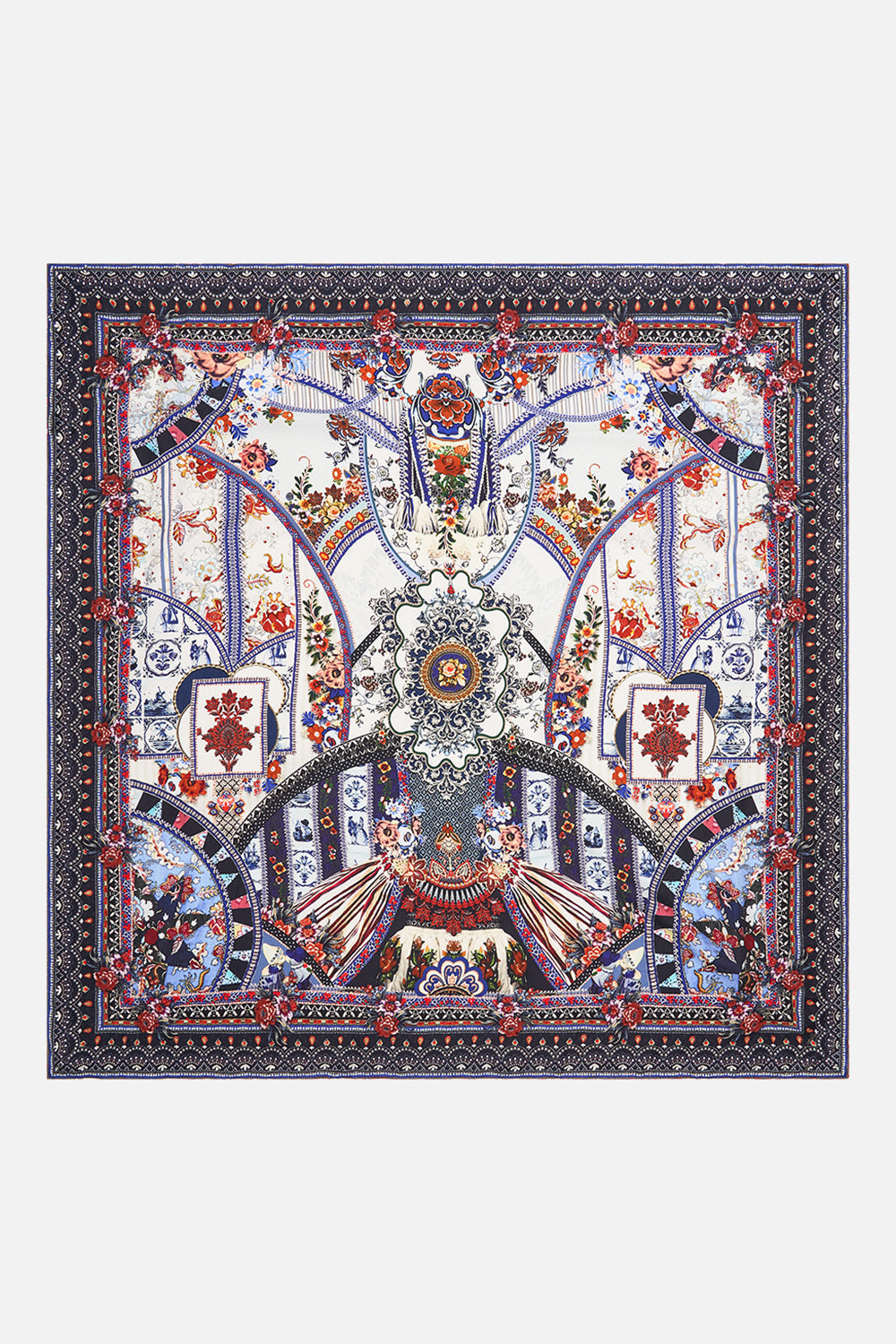 CAMILLA silk scarf in My Folk Art Heart print