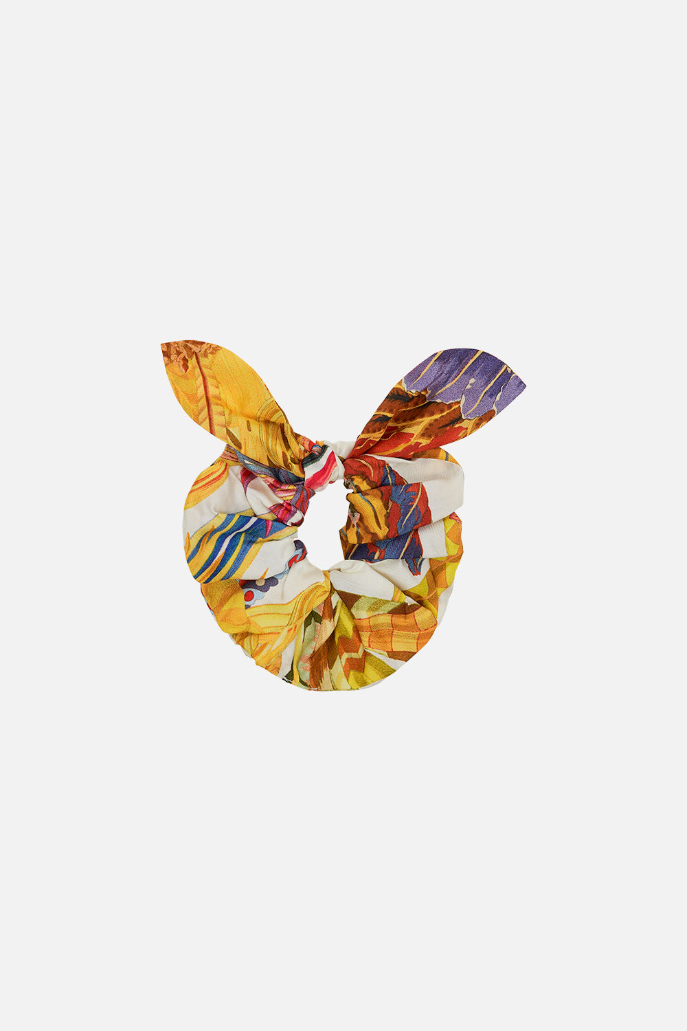 CAMILLA silk scrunchie in Sunflowers On My Mind print