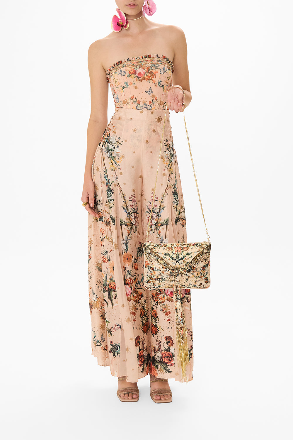 CAMILLA silk scarf in Rose Garden Revolution print