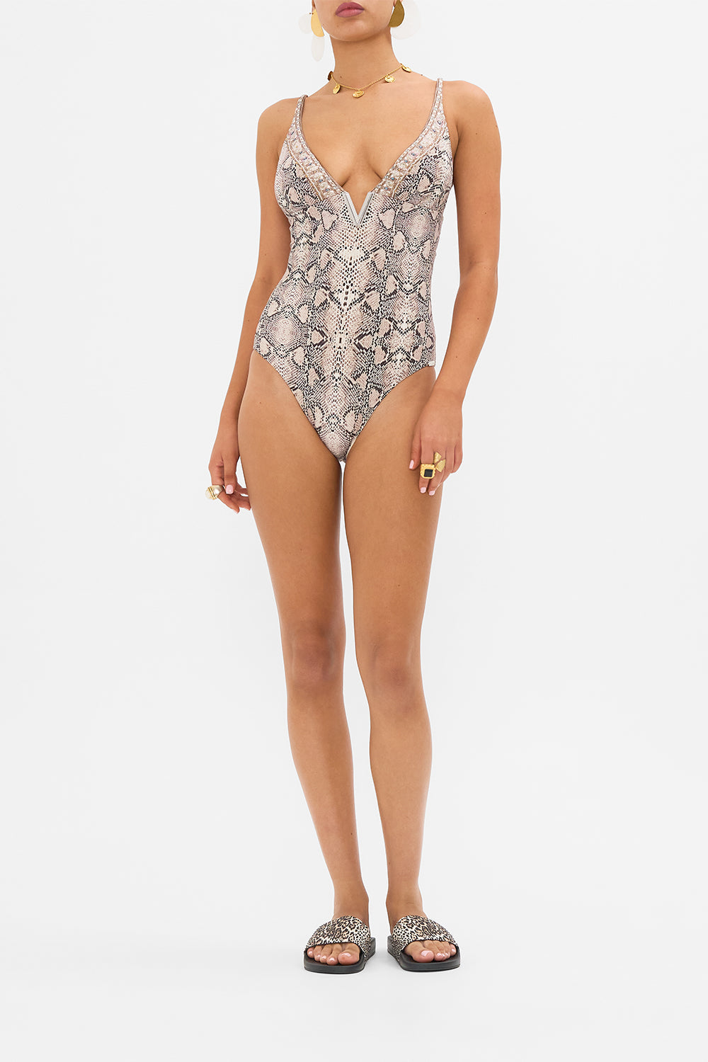 CAMILLA resortwear onepiece swimsuit in Looking Glass Houses print