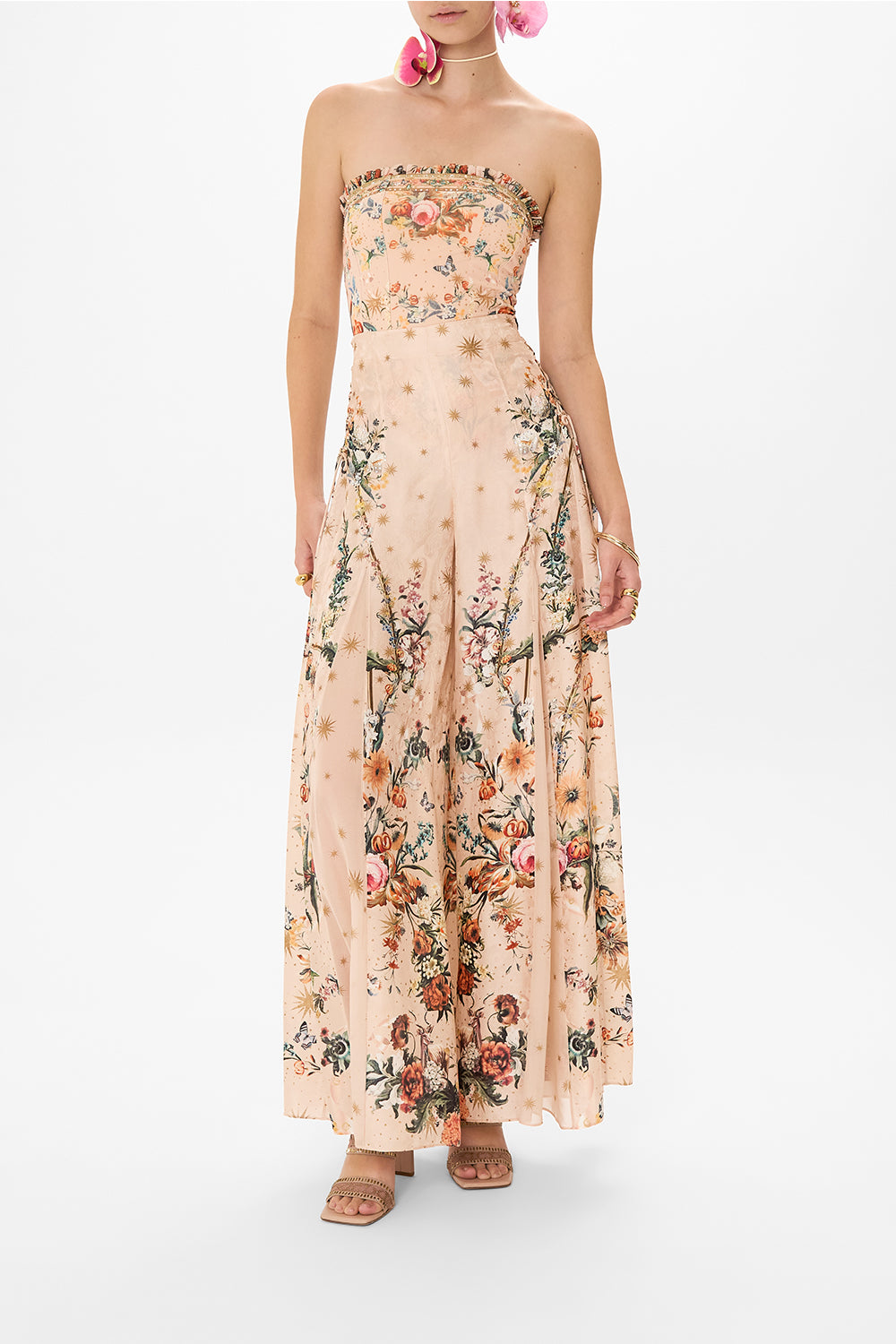 The CAMILLA DRAPED JERSEY PANT DANCE WITH THE DUKE in our  print.