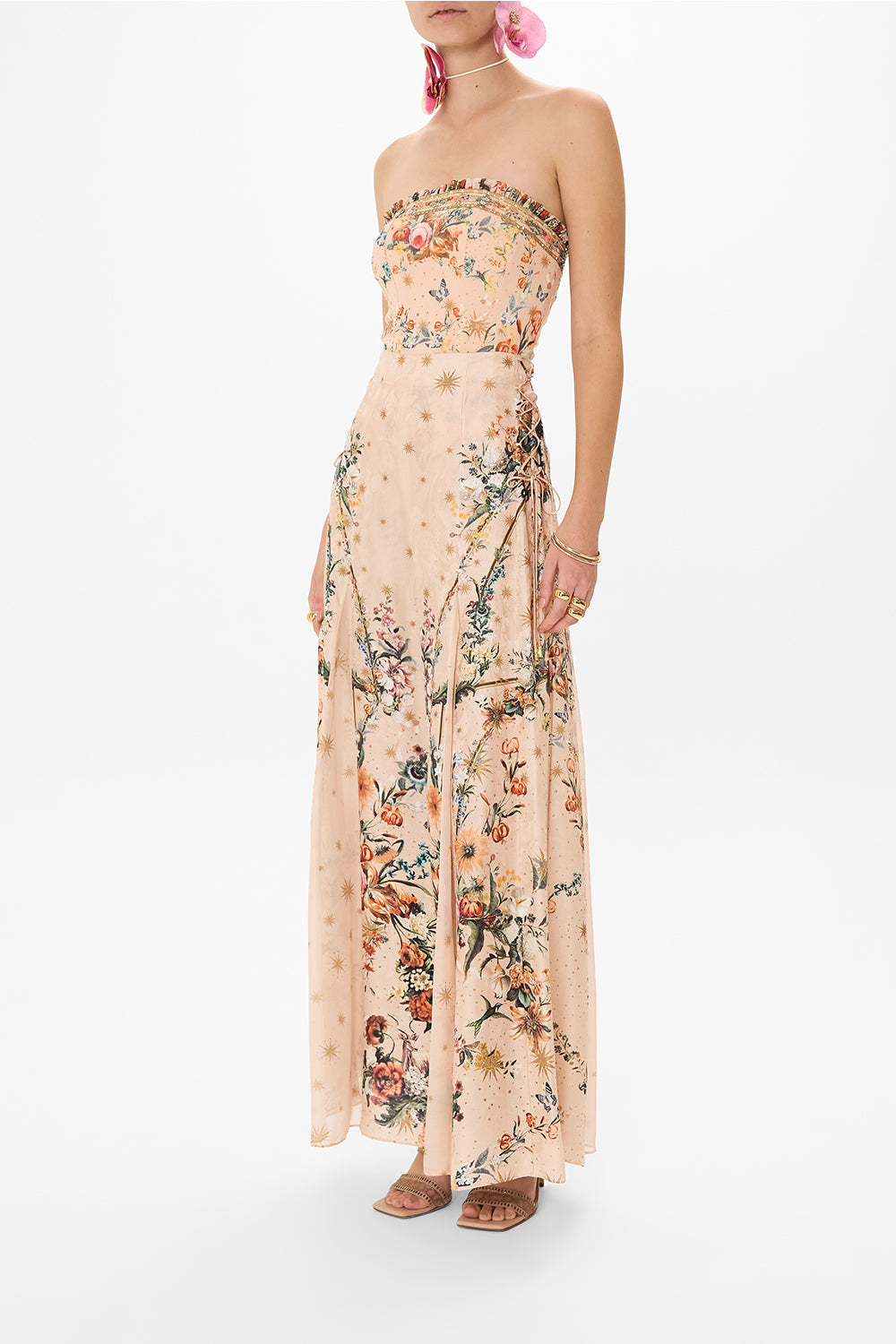 The CAMILLA DRAPED JERSEY PANT DANCE WITH THE DUKE in our  print.