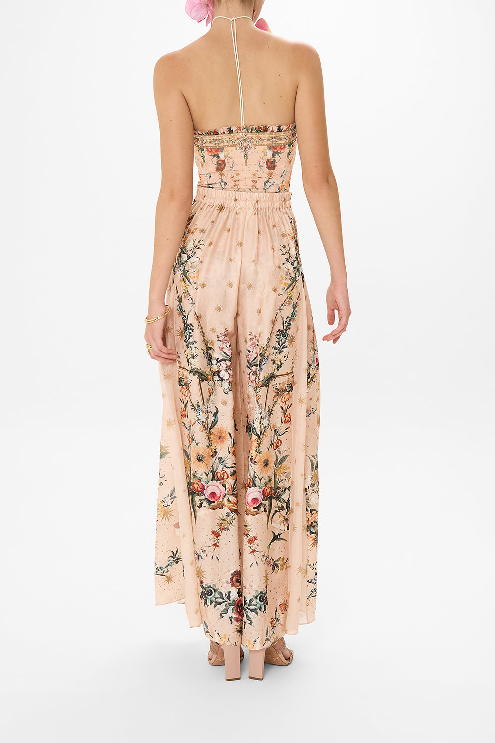 The CAMILLA DRAPED JERSEY PANT DANCE WITH THE DUKE in our  print.