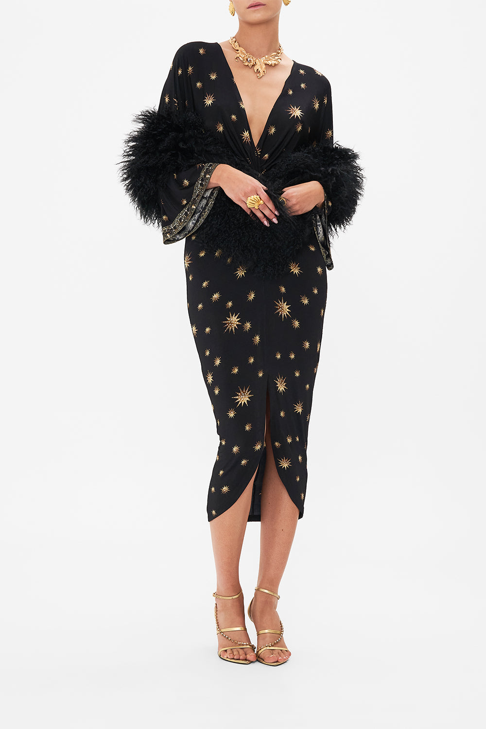 LONG SPLIT FRONT TWIST DRESS SOUL OF A STAR GAZER