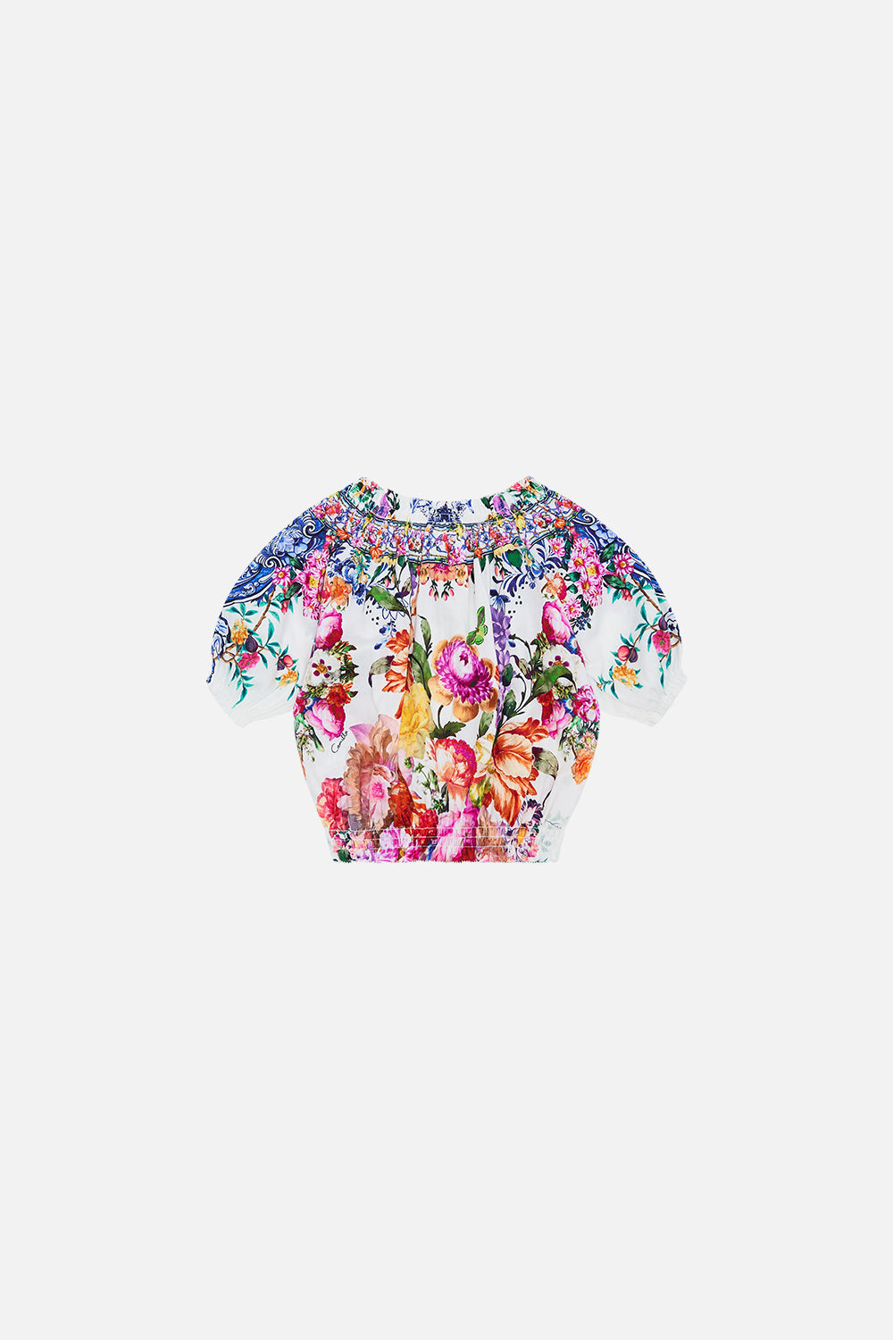 Front product view of Milla by CAMILLA kods crop top in Dutch Is Life print