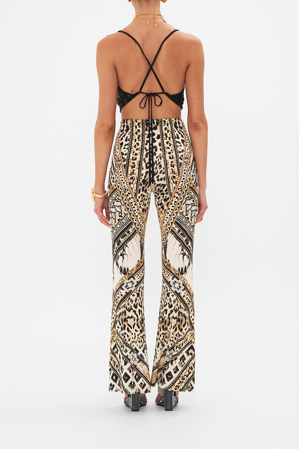 The CAMILLA BUTTON FRONT FRILL DRESS GILDED PLEASURES in our  print.