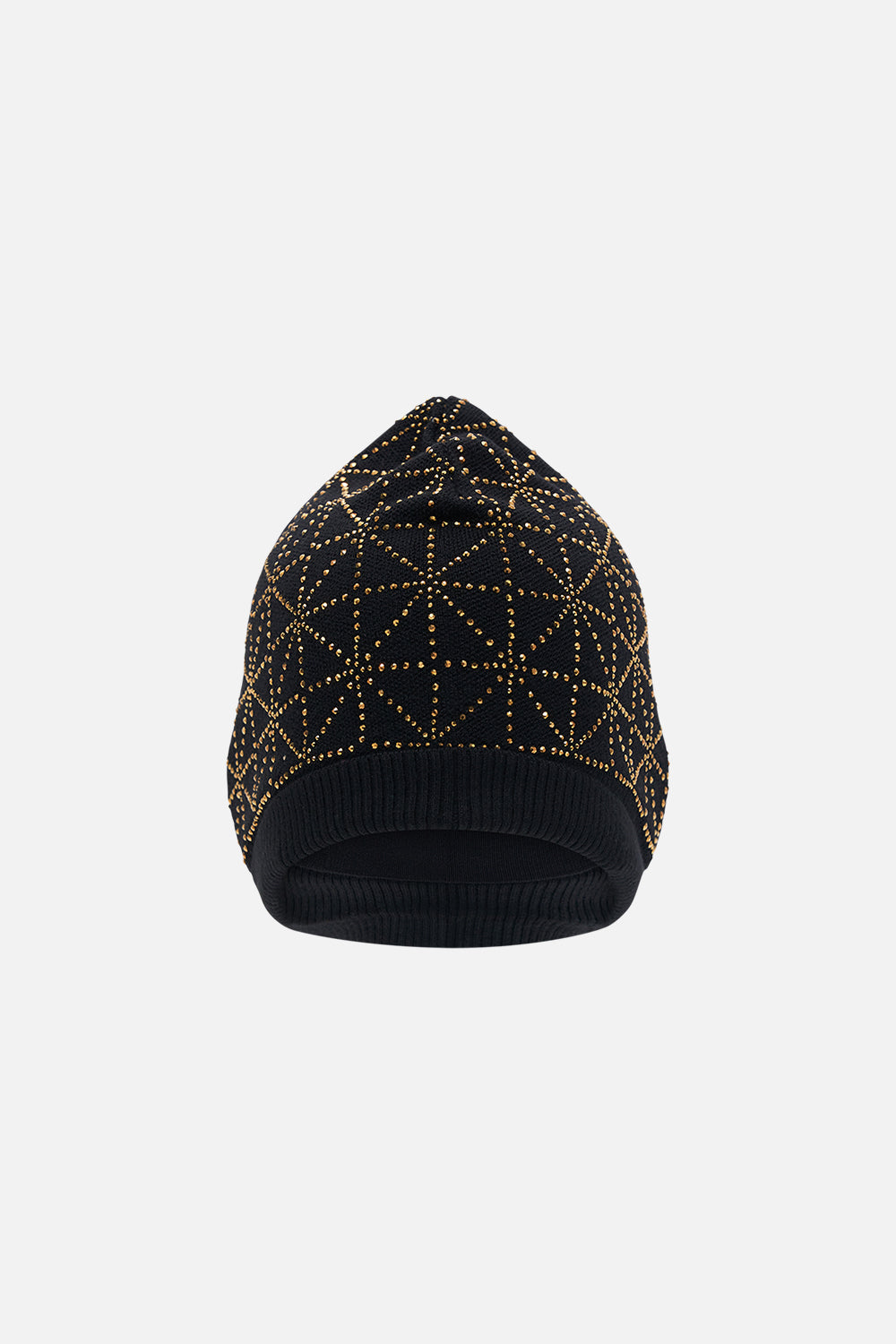 Product view of CAMILLA black knit beanie in Soul Of A Stargazer 