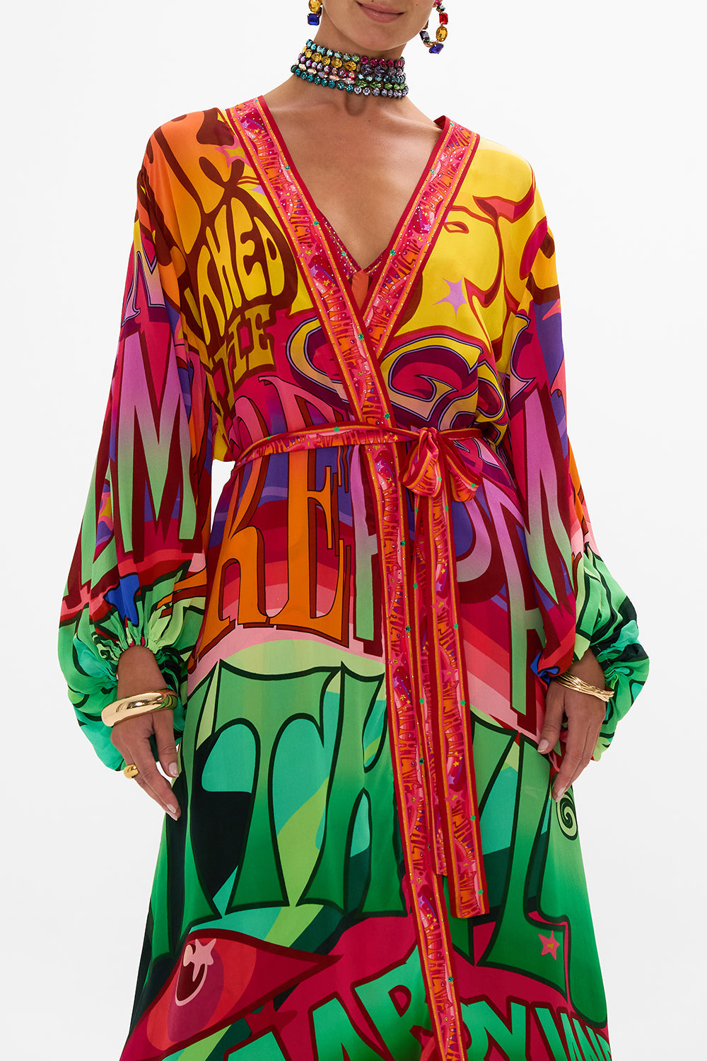 CAMILLA silk layer in Pure Prism print