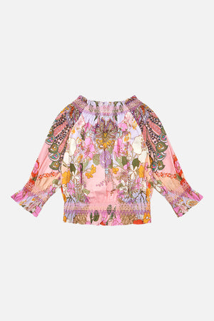 Milla by CAMILLA kids pink floral off the shoulder top in Clever Clogs print