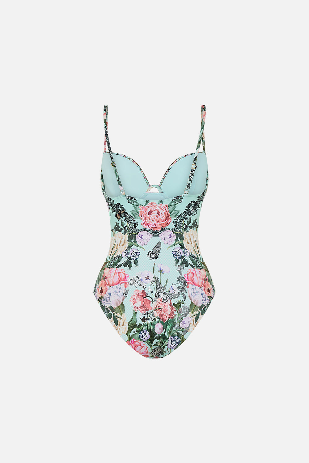 CAMILLA floral continuous wire moulded bra one piece in Petal Promise Land