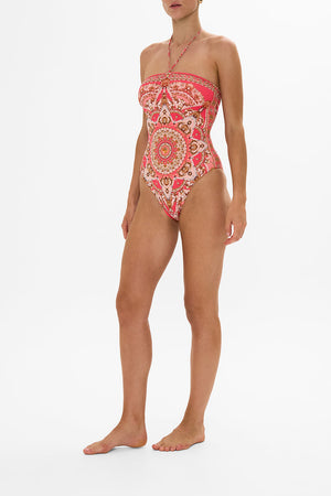 BANDEAU ONE PIECE WITH HALTER TIE SHELL GAMES