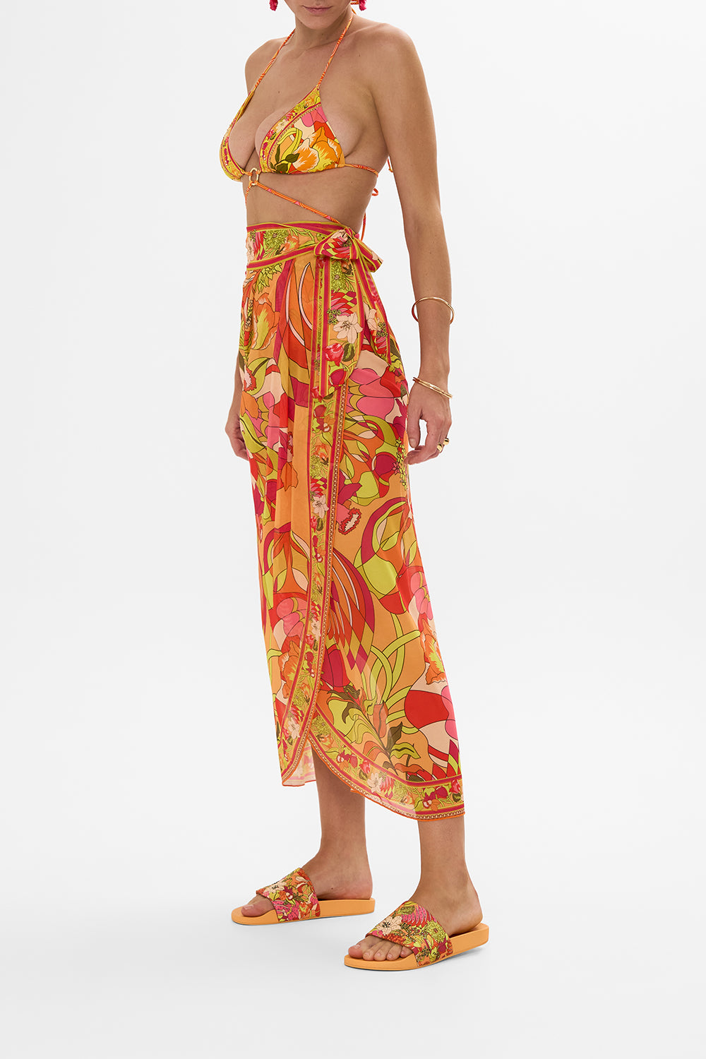 CAMILLA floral long draped sarong in The Flower Child Society