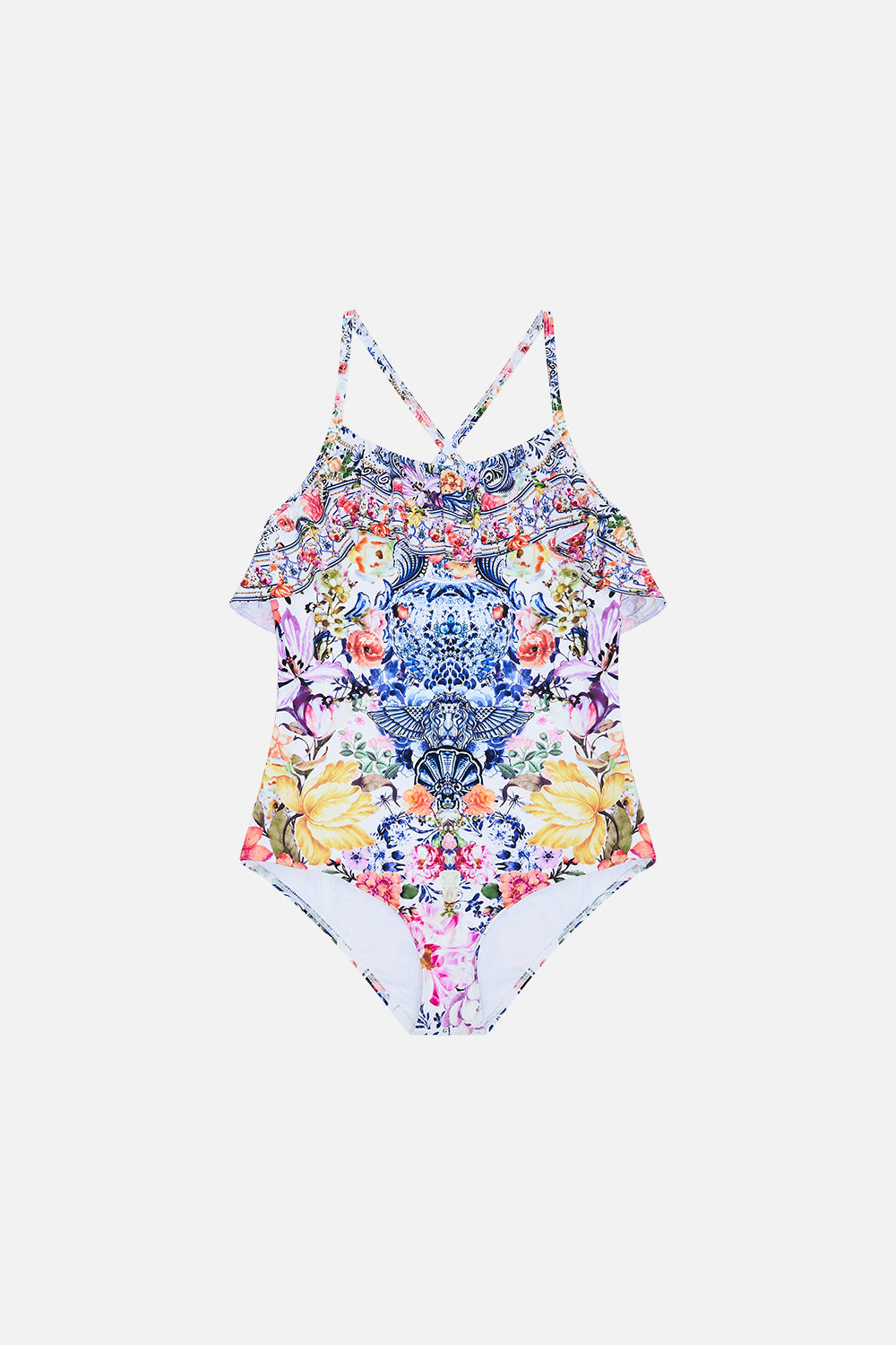 Front product view of Milla by CAMILLA kids swimsuit in Dutch Is Life print