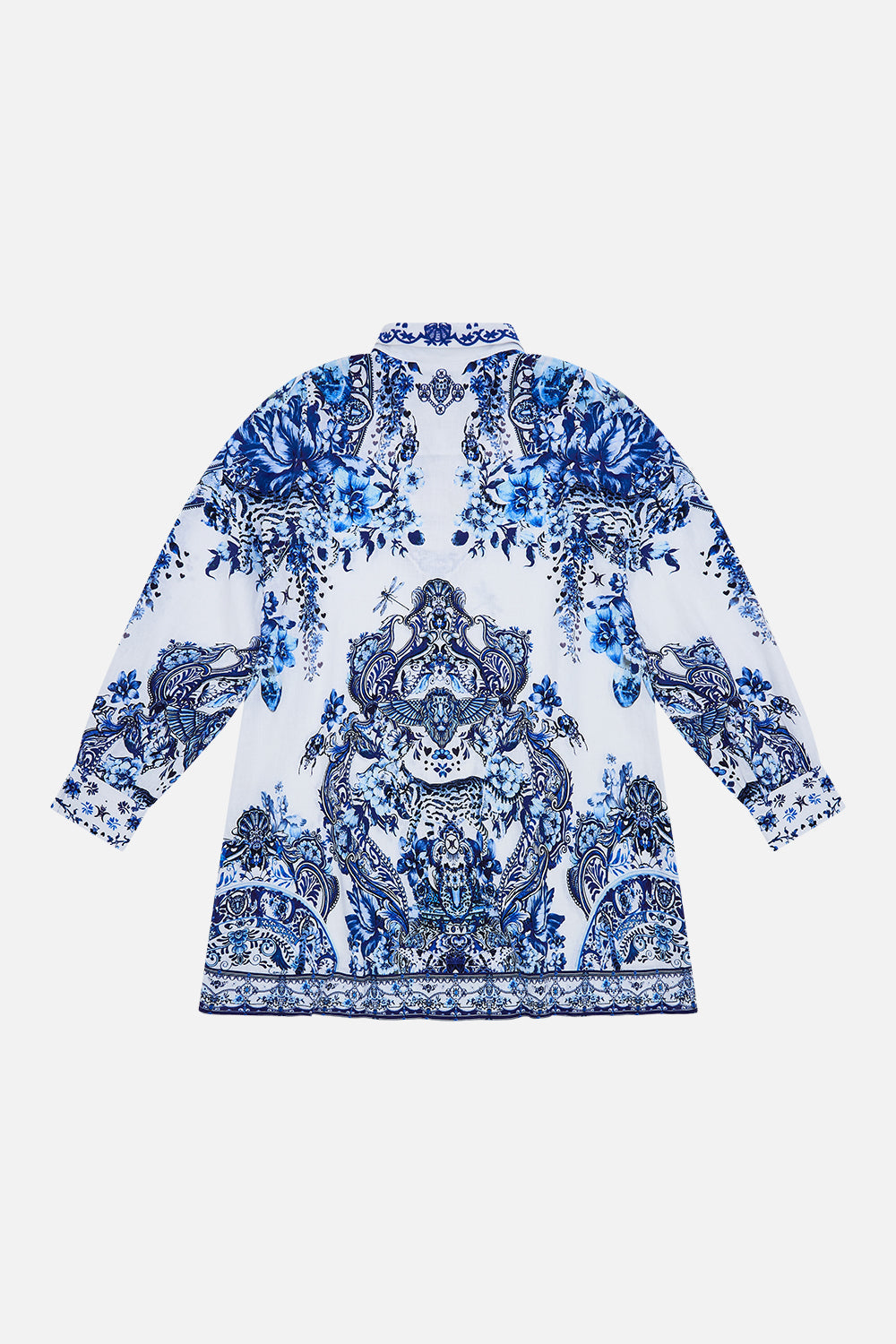 Back product view of MILLA by CAMILLA kids mini shirt dress in Glaze and Graze print 